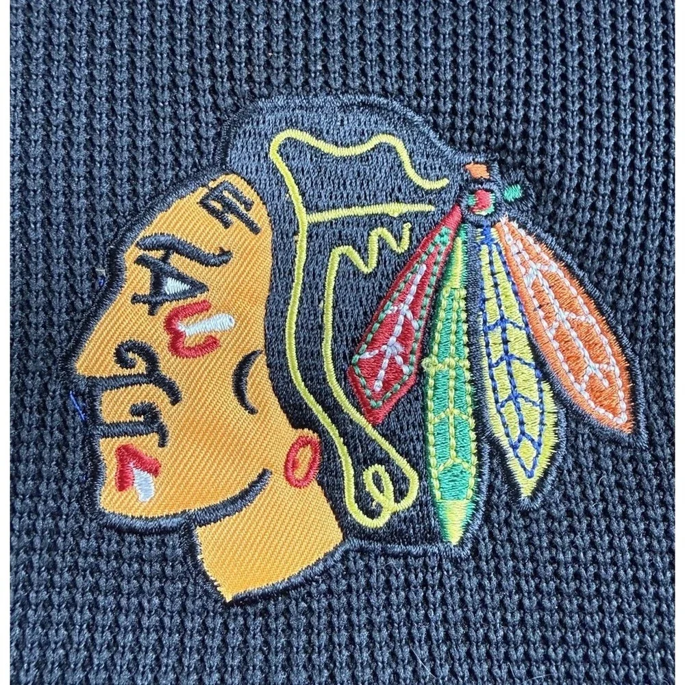 Chicago Blackhawks NHL Official Full Zip Hockey Waffle Knit Jacket Size XL